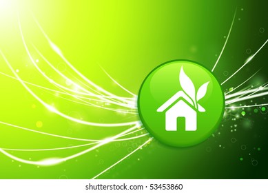 botón de la casa sobre fondo de luz abstracta verde Ilustración original