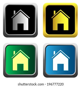 house button, sign, icon set on the white background. Vector illustration.
