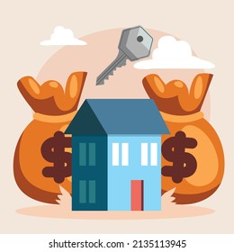 house buy card with items