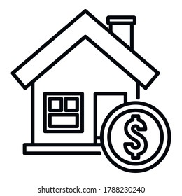 House buy online loan icon. Outline house buy online loan vector icon for web design isolated on white background