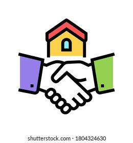 house buying handshake color icon vector. house buying handshake sign. isolated symbol illustration