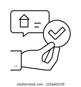 house buying handshake line icon vector. house buying handshake sign. isolated contour symbol black illustration