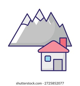Icono de Vector de House By Mountain que puede modificarse o editarse fácilmente

