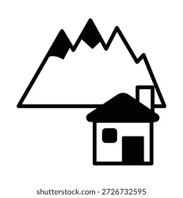 Icono de Vector de House By Mountain que puede modificarse o editarse fácilmente

