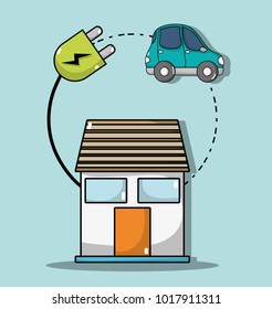 house with cable power to electric car connection