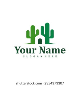 Plantilla de diseño del logotipo de House Cactus. Ilustración vectorial del logotipo de Cactus creativo.