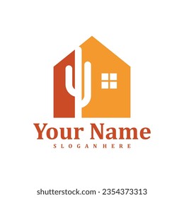 House Cactus logo design Template. Creative Cactus logo vector illustration.