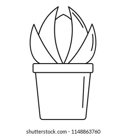 House cactus pot icon. Outline house cactus pot vector icon for web design isolated on white background
