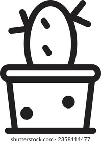 House Cactus Pot Outline Icon