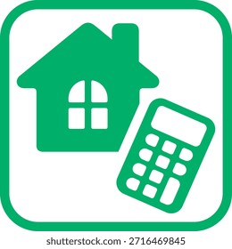 A casa e o ícone da calculadora
