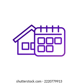house and calendar, booking schedule line icon