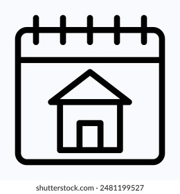 House And Calendar, Rental Property Calendar Vector Icon. Lineal Vector Icon.