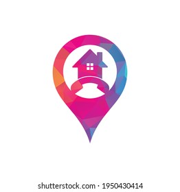 House Call map pin shape concept Logo Design template. Telephone house logo design Vector.	