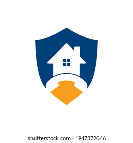 House Call shield shape concept Logo Design template. Telephone house logo design Vector.	