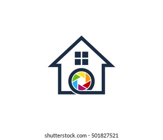 House Camera Home Photography Logo Design Template