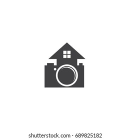 house camera logo vector icon