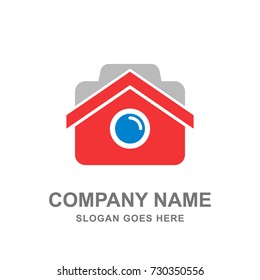 House Camera Photography Logo Vector Icon