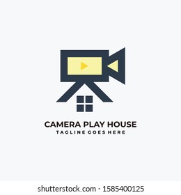 House Camera Studio Icon Illustration Vector Template. Suitable for Creative Industry, Multimedia, entertainment, Educations, Shop, and any related business