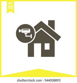 House with camera vector icon.