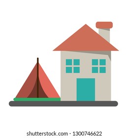 house and camping tent