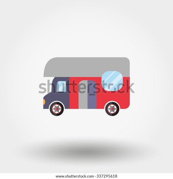 House for Camping. Travel Trailer. Icon for web\
and mobile application. Vector illustration on a white background.\
Flat design style.