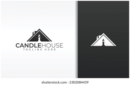 House with Candles Logo Vector