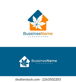 Plantilla vectorial del logotipo de Cannabis de la casa. Conceptos de diseño del logotipo de cannabis creativo