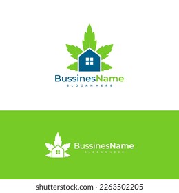 Plantilla vectorial del logotipo de Cannabis de la casa. Conceptos de diseño del logotipo de cannabis creativo