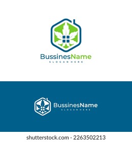 Plantilla vectorial del logotipo de Cannabis de la casa. Conceptos de diseño del logotipo de cannabis creativo