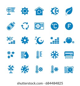 House and car air conditioning, heating and cooling vector icons. Cooling conditioner, thermometer and fan, temperature conditioning illustration