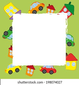 House Car Cartoon Frame Stock Vector (Royalty Free) 198074027 ...