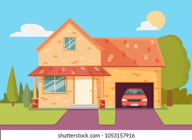 House with car in garage