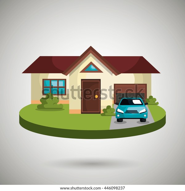 house with car in the garage isolated icon\
design, vector illustration  graphic\
