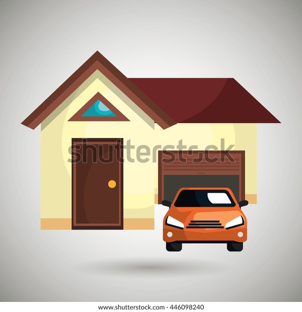 House Car Garage Isolated Icon Design Stock Vector Royalty Free