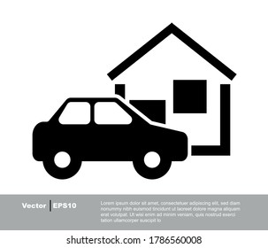 House and car icon. Vector.