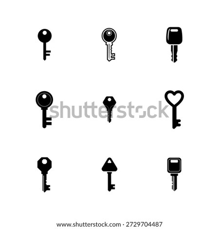 House and Car Key Silhouette Vector Icon Set for Security Design