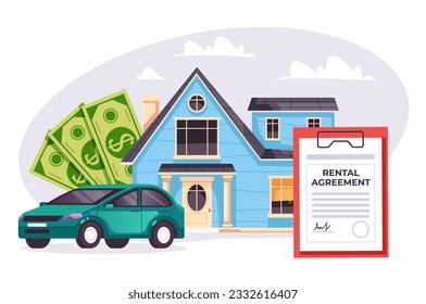 House car property rent real estate mortgage abstract concept. Vector graphic design illustration
