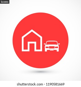 house with car  vector icon eps 10