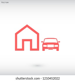 house with car  vector icon eps 10
