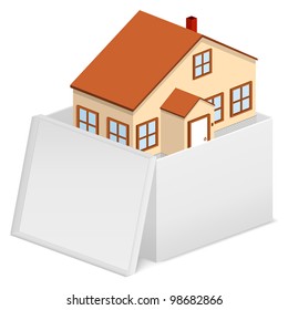 House in cardboard box, vector eps10 illustration