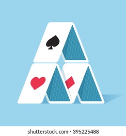 House of cards in simple flat style. Vector illustration.