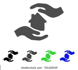 House Care Hands flat vector pictogram. Colored house care hands, gray, black, blue, green pictogram variants. Flat icon style for graphic design.