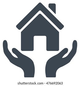 House Care Hands icon. Vector style is flat iconic symbol, smooth blue color, white background.