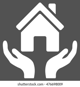 House Care Hands icon. Vector style is flat iconic symbol, white color, gray background.