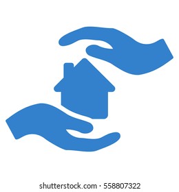 House Care Hands vector icon. Flat cobalt symbol. Pictogram is isolated on a white background. Designed for web and software interfaces.