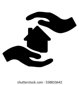 House Care Hands vector icon. Flat black symbol. Pictogram is isolated on a white background. Designed for web and software interfaces.