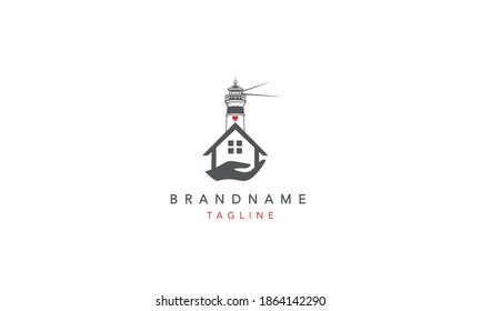House care lighthouse Logo Design Template Vector Illustration