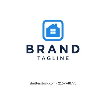 Hauspflege-Logo. Blaues Shape-Home-Symbol einzeln auf weißem Hintergrund. Für das Logo "Real Estate and Medical Center" geeignet. Flaches Vectorlogo-Design-Vorlagenelement