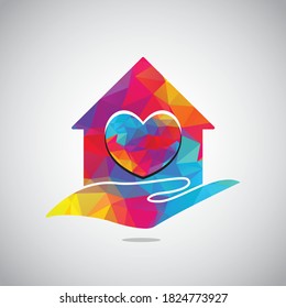 House Care logo designs concept vector, Home and heart logo template.