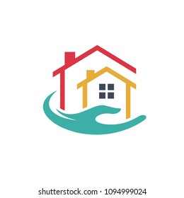 House Care Logo, House + Hand Logo